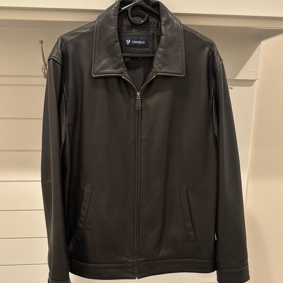 Cremieux Men’s Black Leather Jacket Large